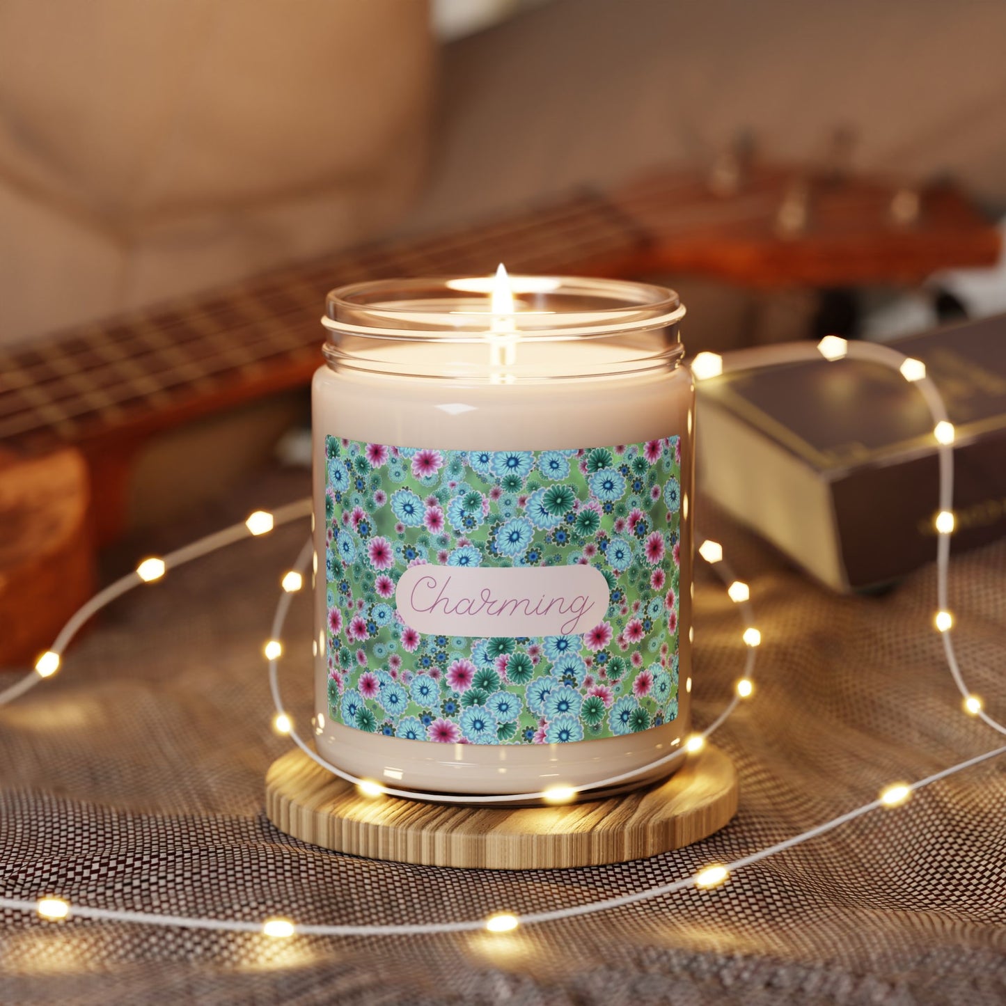 Charming Scented Soy Candle (Choose your scent)- 9oz Pretty Floral Print for Home Decor & Gifting