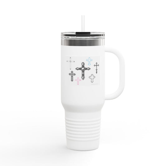 Crosses Stylish Insulated Travel Mug – 40oz with Inspirational Cross Design