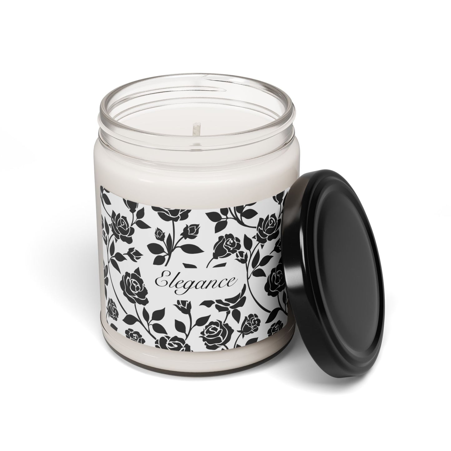 Elegance Scented Soy Candle (Choose your scent) – Black & White Floral Decor Aromatherapy for Home