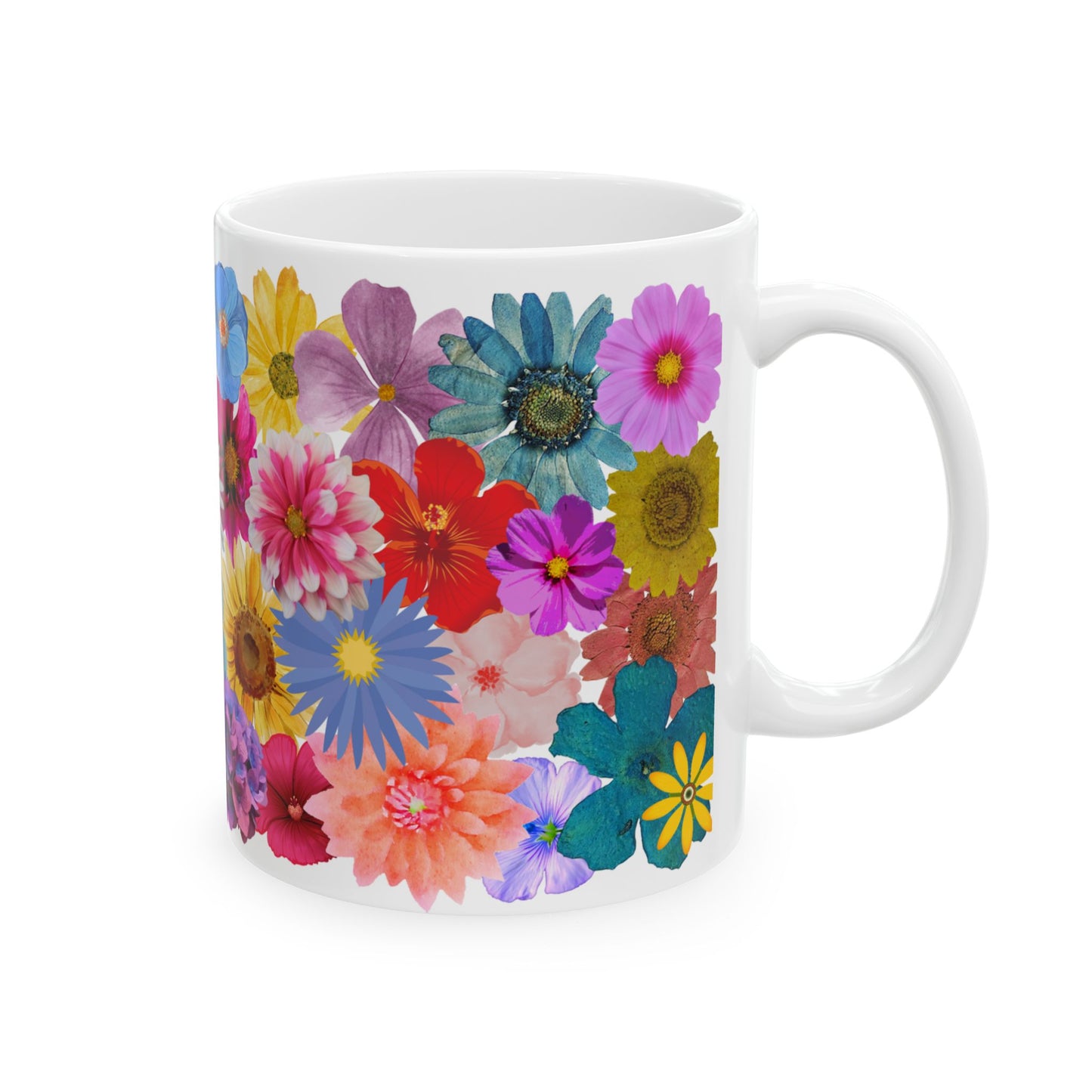 Floral Ceramic Mug - Colorful Flower Design - Perfect Gift for Garden Lovers
