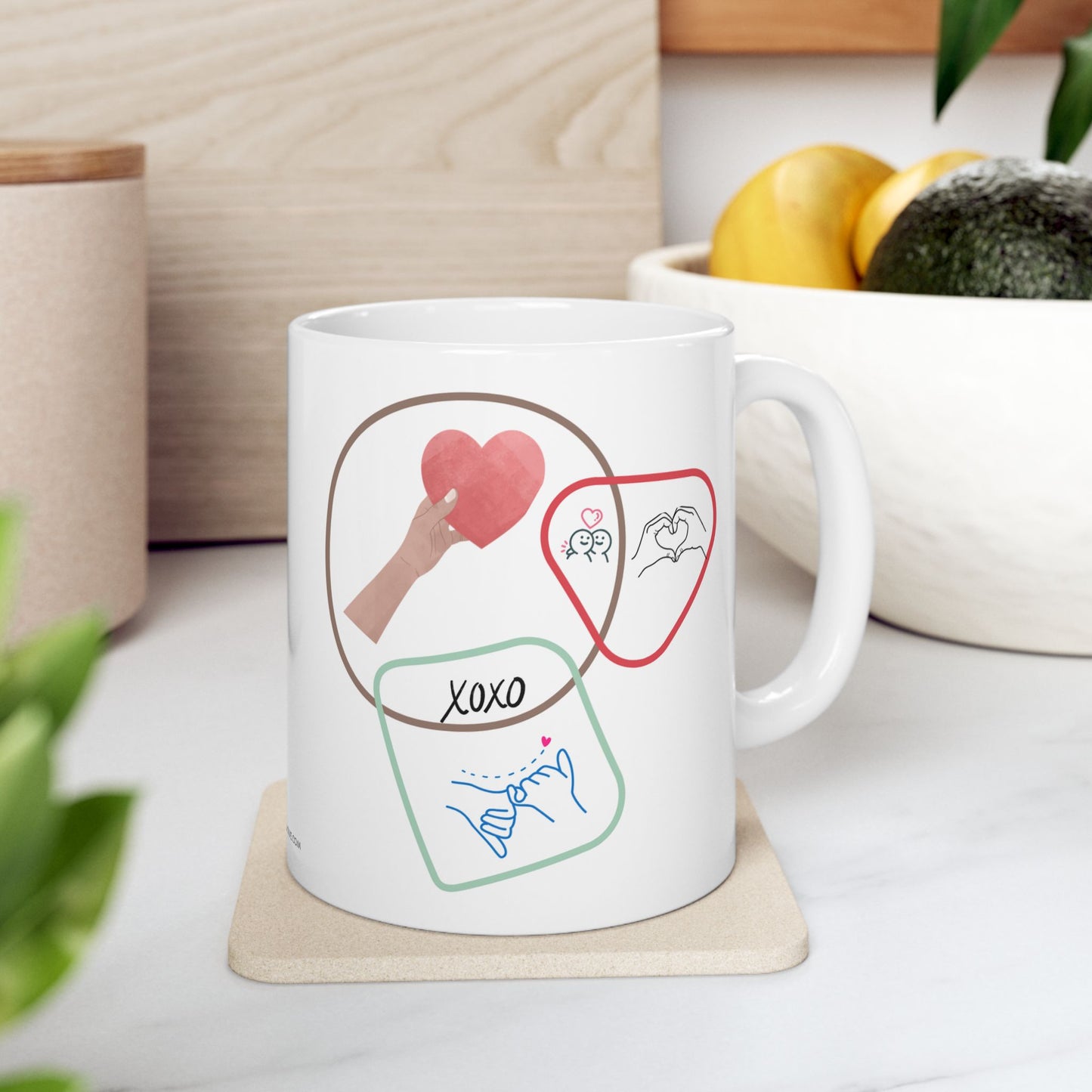 Ceramic XOXO Mug Coffee Tea Cup for Valentine's Day - 11oz