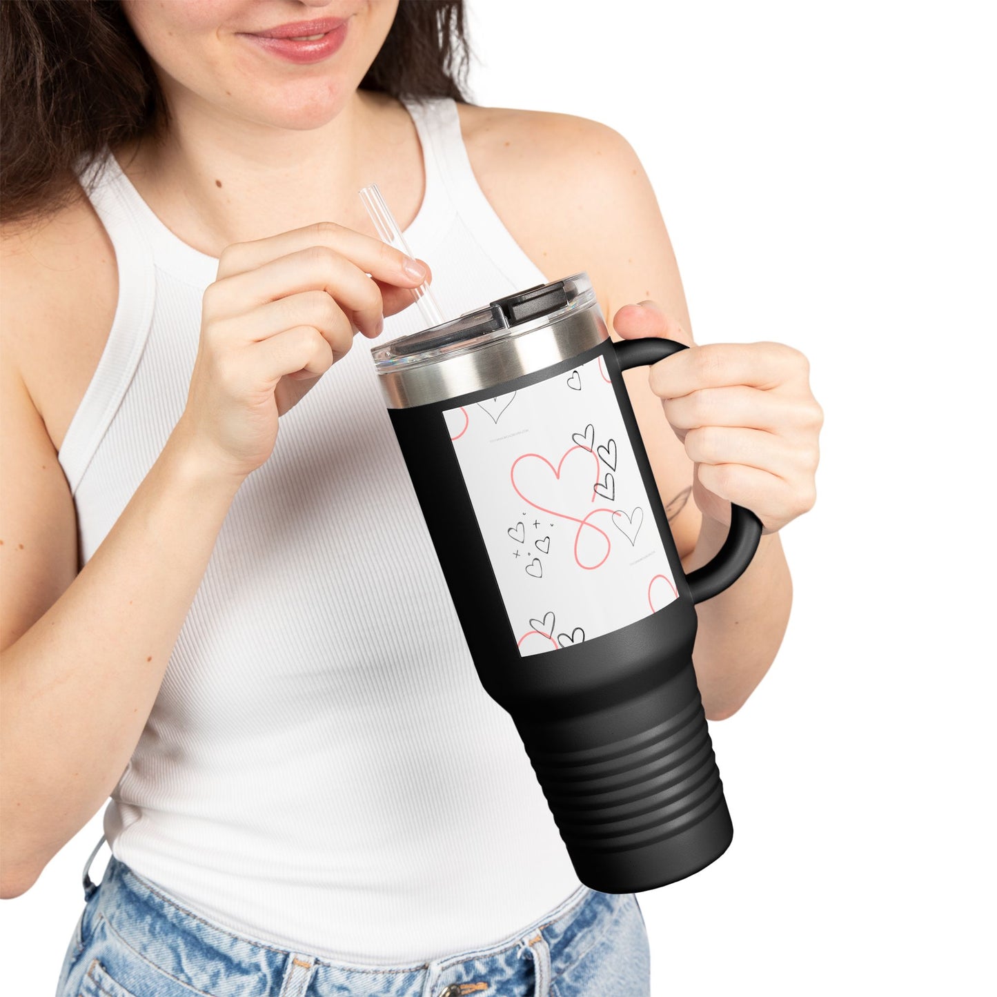 Heartfelt Insulated Travel Mug - 40oz Love Design for Coffee & Tea Enthusiasts