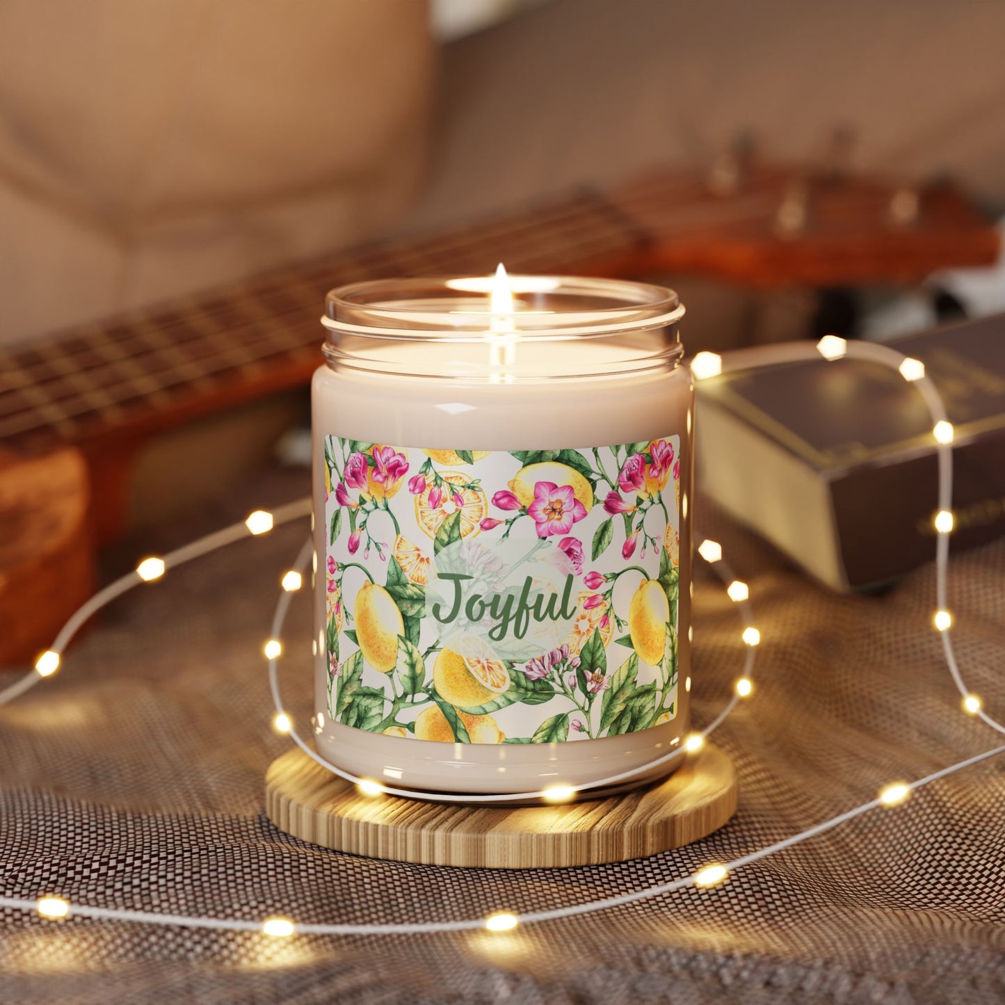 Joyful Scented Soy Candle (Choose your scent) - 9 oz Citrus and Blossoms Decor