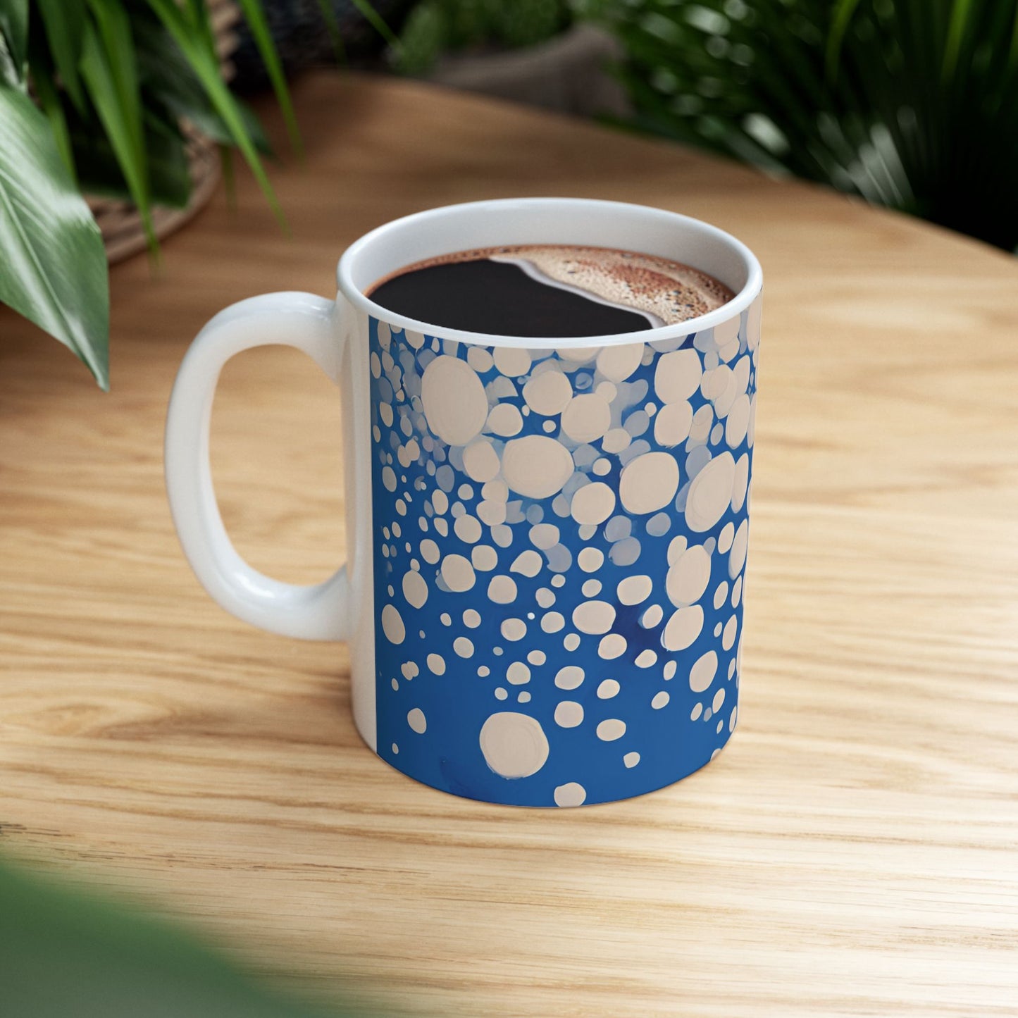 Blue Bubbles Ceramic Mug - 11oz | Colorful Drinkware for Coffee Lovers & Art Enthusiasts