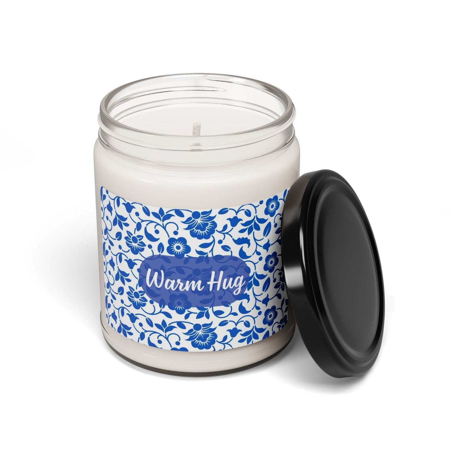 Warm Hug Scented Soy Candle (Choose your scent) - 9oz Blue Floral Aromatherapy Candle