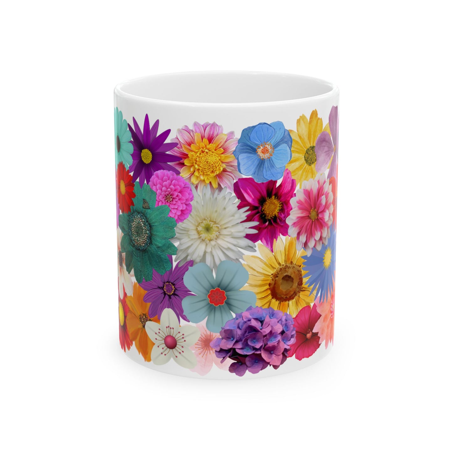 Floral Ceramic Mug - Colorful Flower Design - Perfect Gift for Garden Lovers