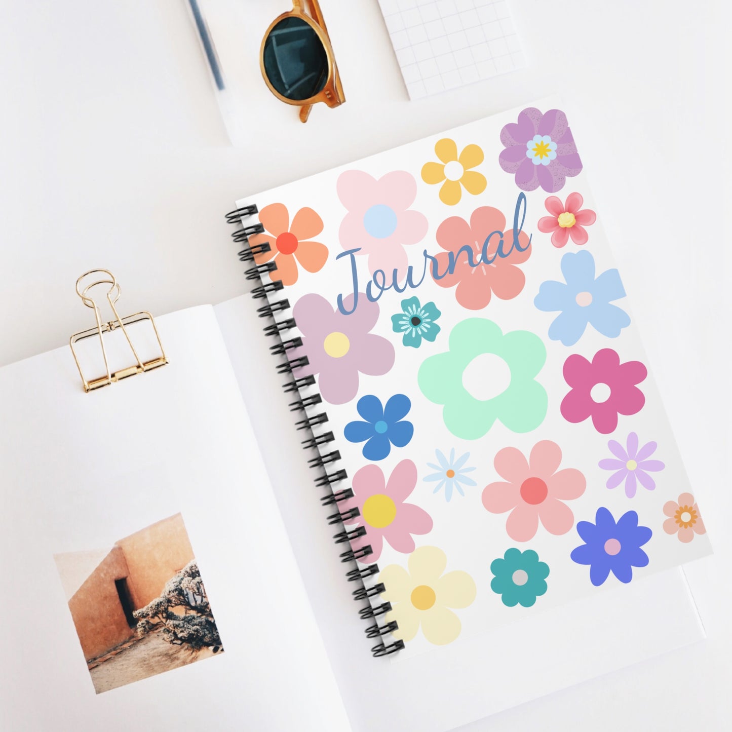 Cute Flowers Spiral Notebook Journal - Ruled Line Journal for Creative Planning