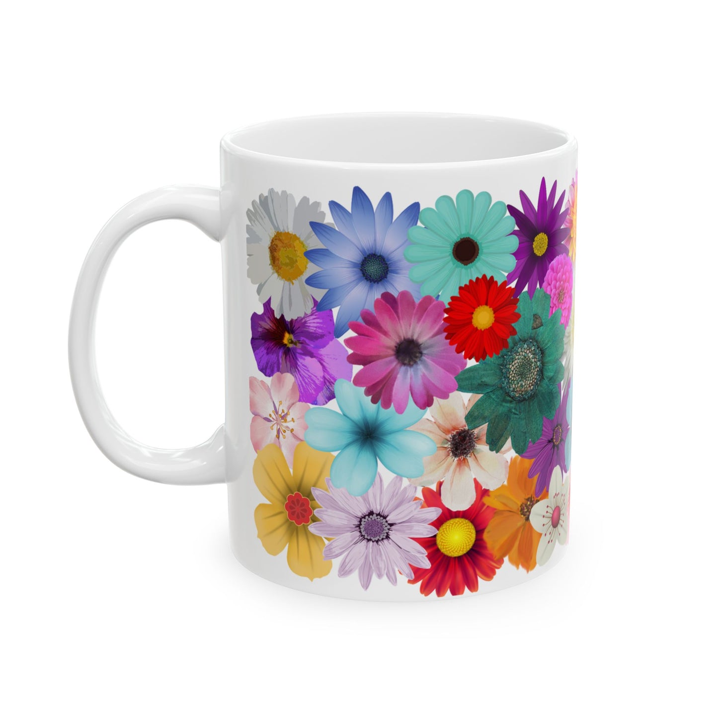 Floral Ceramic Mug - Colorful Flower Design - Perfect Gift for Garden Lovers