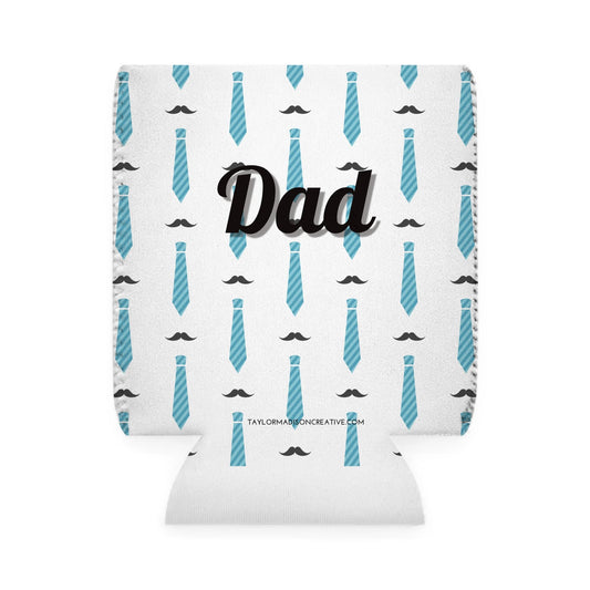 Dad Blue Tie Can Cooler Sleeve, Father's Day Gift, Personalized Beverage Holder