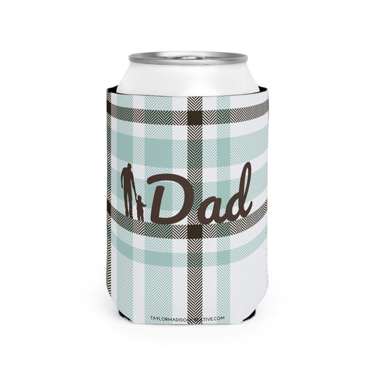 Plaid Dad Can Cooler Sleeve - Personalized Father's Day Beverage Insulator, Gift for Dad, Outdoor Barbecue, Birthday Gift, Custom Drink