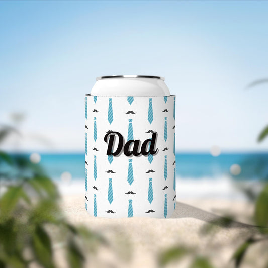 Dad Blue Tie Can Cooler Sleeve, Father's Day Gift, Personalized Beverage Holder
