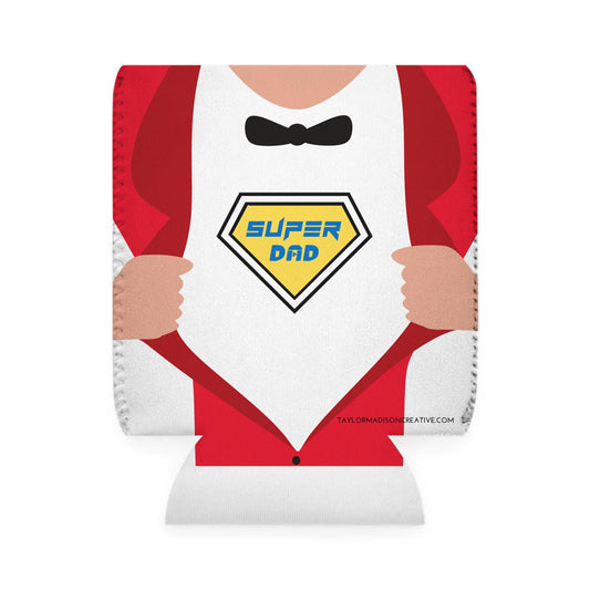 Super Dad Can Cooler Sleeve, Funny Beer Cozy, Father's Day Gift, Dad Gift Idea, Dad's Special Occasion Cooler - Gift for Dad, Beer Sleeve,