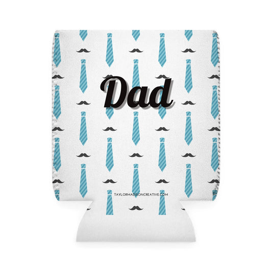 Dad Blue Tie Can Cooler Sleeve, Father's Day Gift, Personalized Beverage Holder