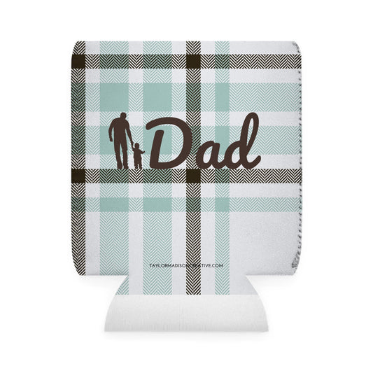 Plaid Dad Can Cooler Sleeve - Personalized Father's Day Beverage Insulator, Gift for Dad, Outdoor Barbecue, Birthday Gift, Custom Drink