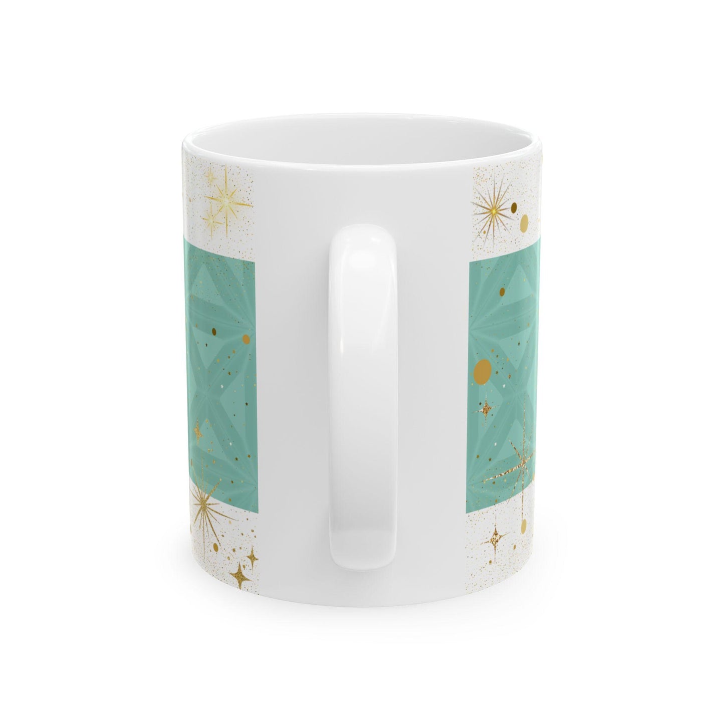 Let Your Light Shine Ceramic Mug, Gold Stars Motivational Drinkware, Tea Coffee Lover's Art, Unique Gift, Wellness Cup