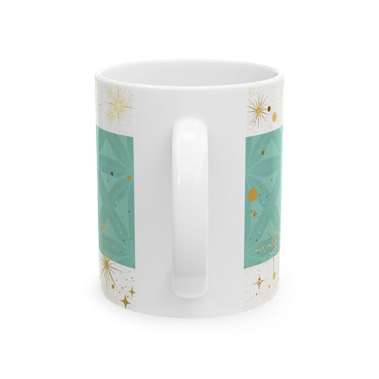 Let Your Light Shine Ceramic Mug, Gold Stars Motivational Drinkware, Tea Coffee Lover's Art, Unique Gift, Wellness Cup